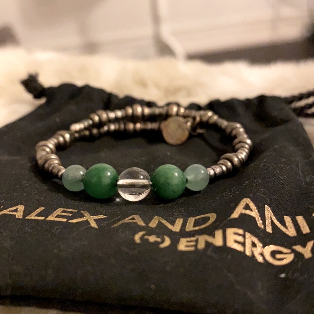 Alex and Ani (+) Energy beaded bracelet In shades of green NWOT